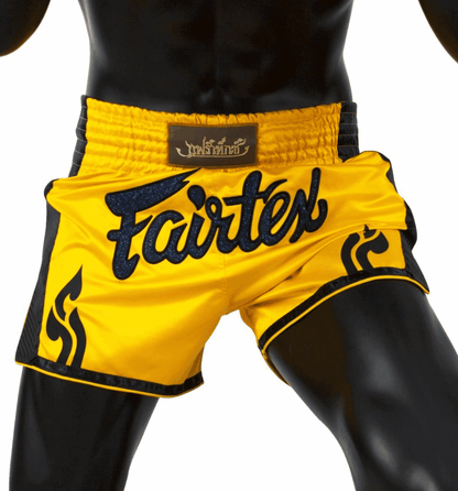 FAIRTEX YELLOW SLIM CUT MUAY THAI BOXING SHORTS (BS1701)