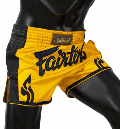 FAIRTEX YELLOW SLIM CUT MUAY THAI BOXING SHORTS (BS1701)